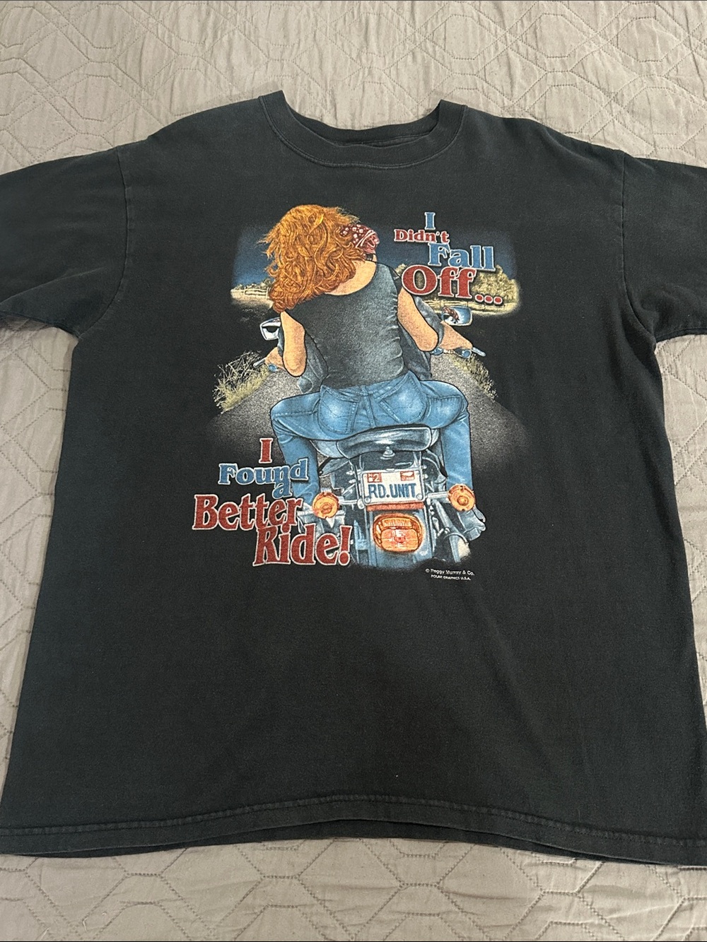 Anvil Black Graphic Tee with Motorcycle Print
